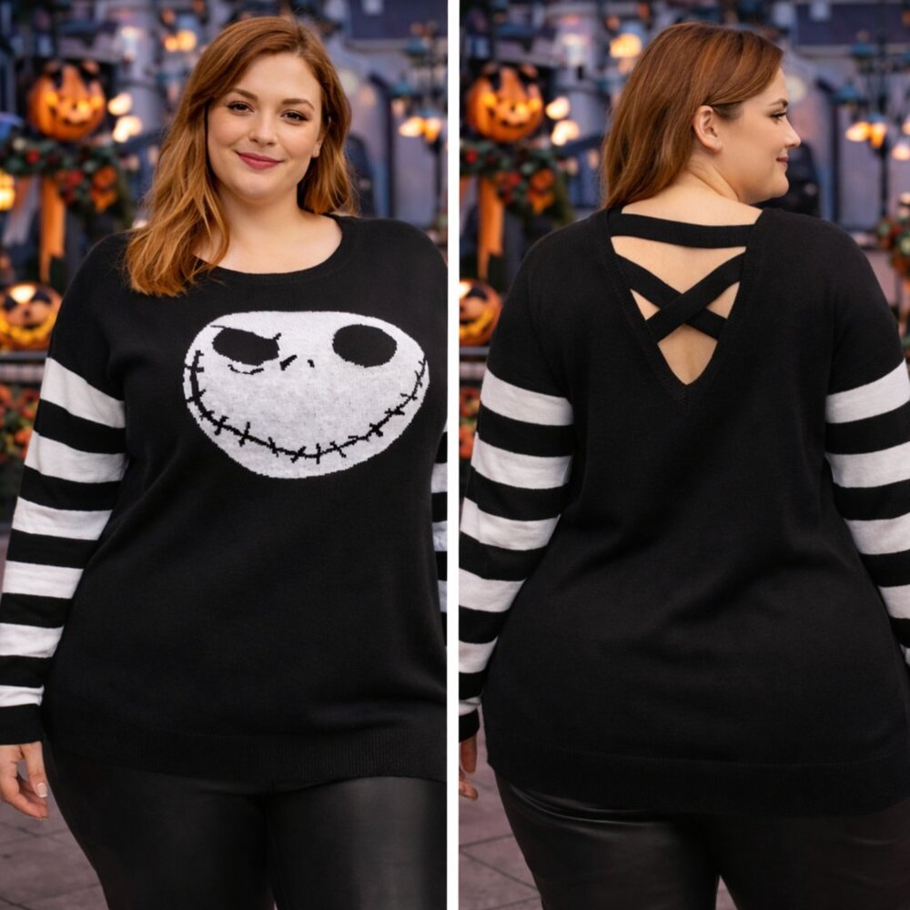 Torrid Jack Skellington Sweater 2X 18 20 Disney Nightmare Before Christmas Goth